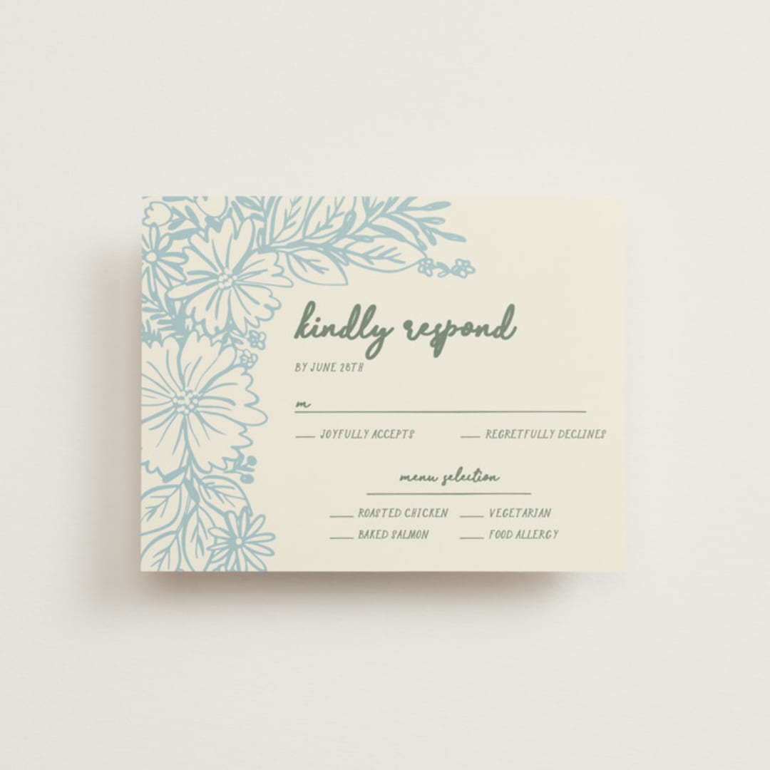 "Bloom" - RSVP Cards in Waterfall by Kelly Watkins - Front