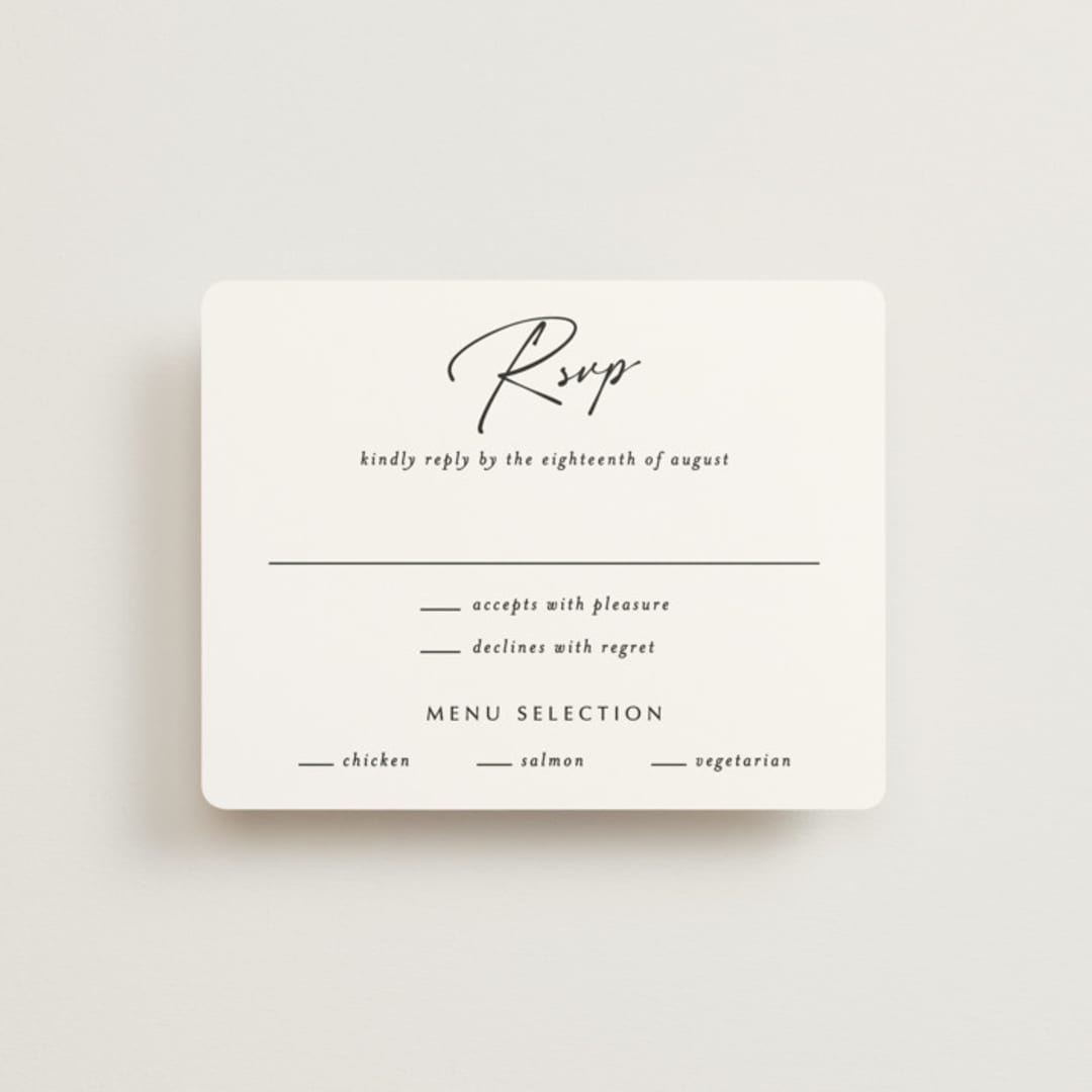 "Belle Romance" - RSVP Cards in Onyx by Katherine Moynagh - Front