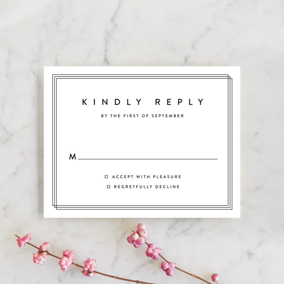 "Elegantly Framed" - RSVP Cards in Blanc by Stacey Meacham - Front