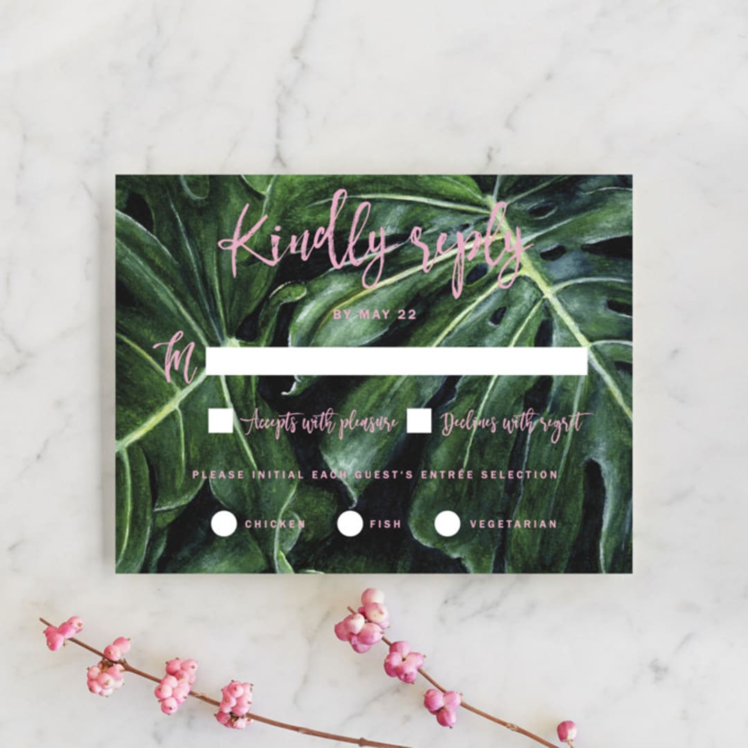 "Paradise" - RSVP Cards in Carnation by Elly - Front
