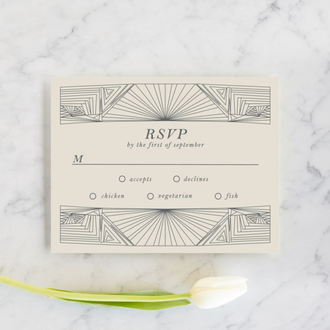 "Art Deco Frame" - RSVP Cards in Coal by Caitlin Mac - Front