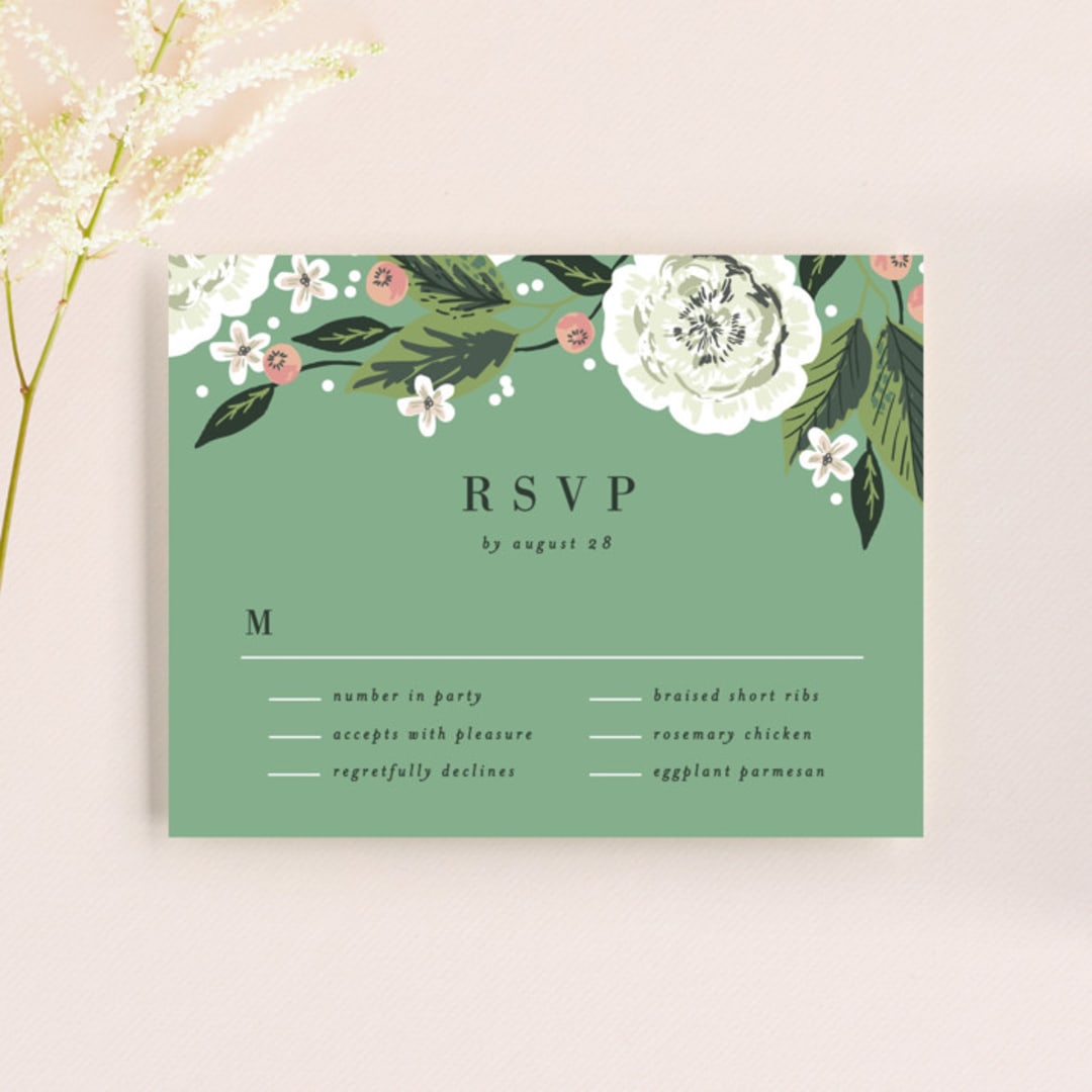 "Climbing Rose" - RSVP Cards in Leaf by Alethea and Ruth - Front
