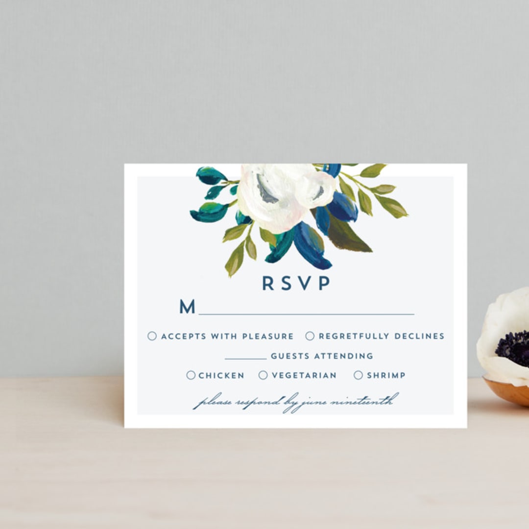"Our Something Blue" - RSVP Cards in Ocean by AK Graphics - Front