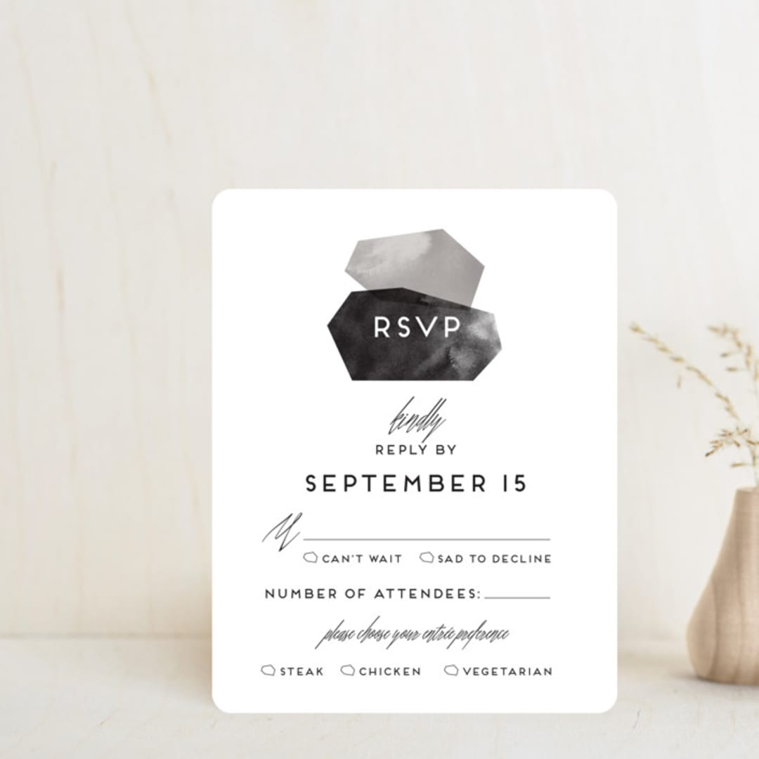 "love is strong" - RSVP Cards in Onyx by Aspacia Kusulas - Front