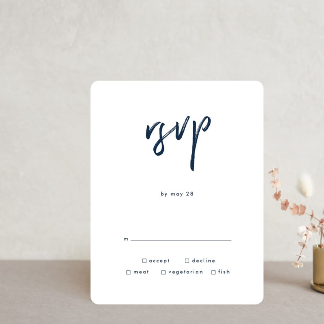 "Funky Names" - RSVP Cards in Navy by Phrosné Barwood - Front