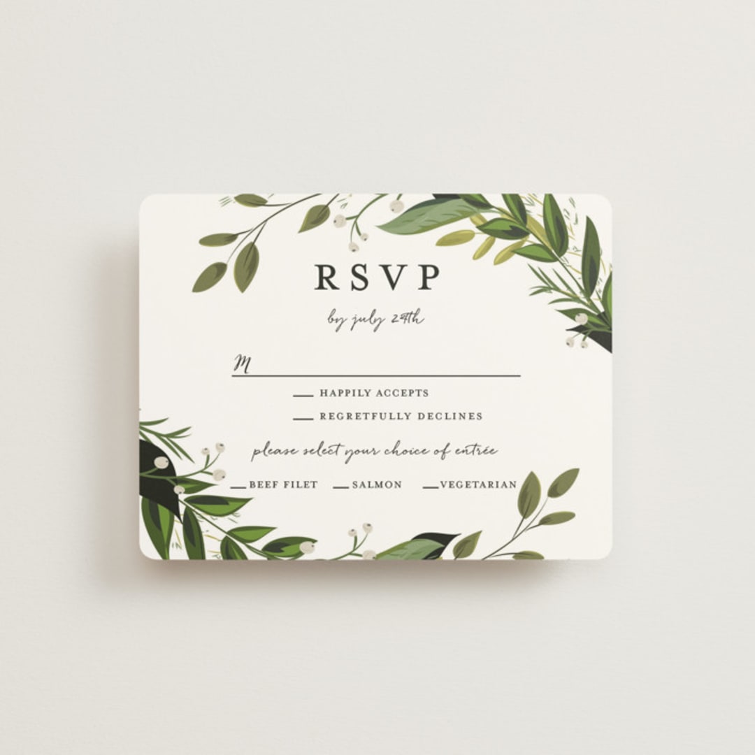 "Vines of Green" - RSVP Cards in Fern by Susan Moyal - Front