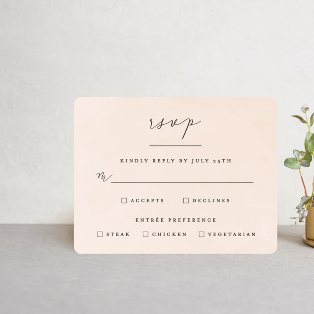 "Simply Perfect" - RSVP Cards in Blush by Brianne Larsen - Front