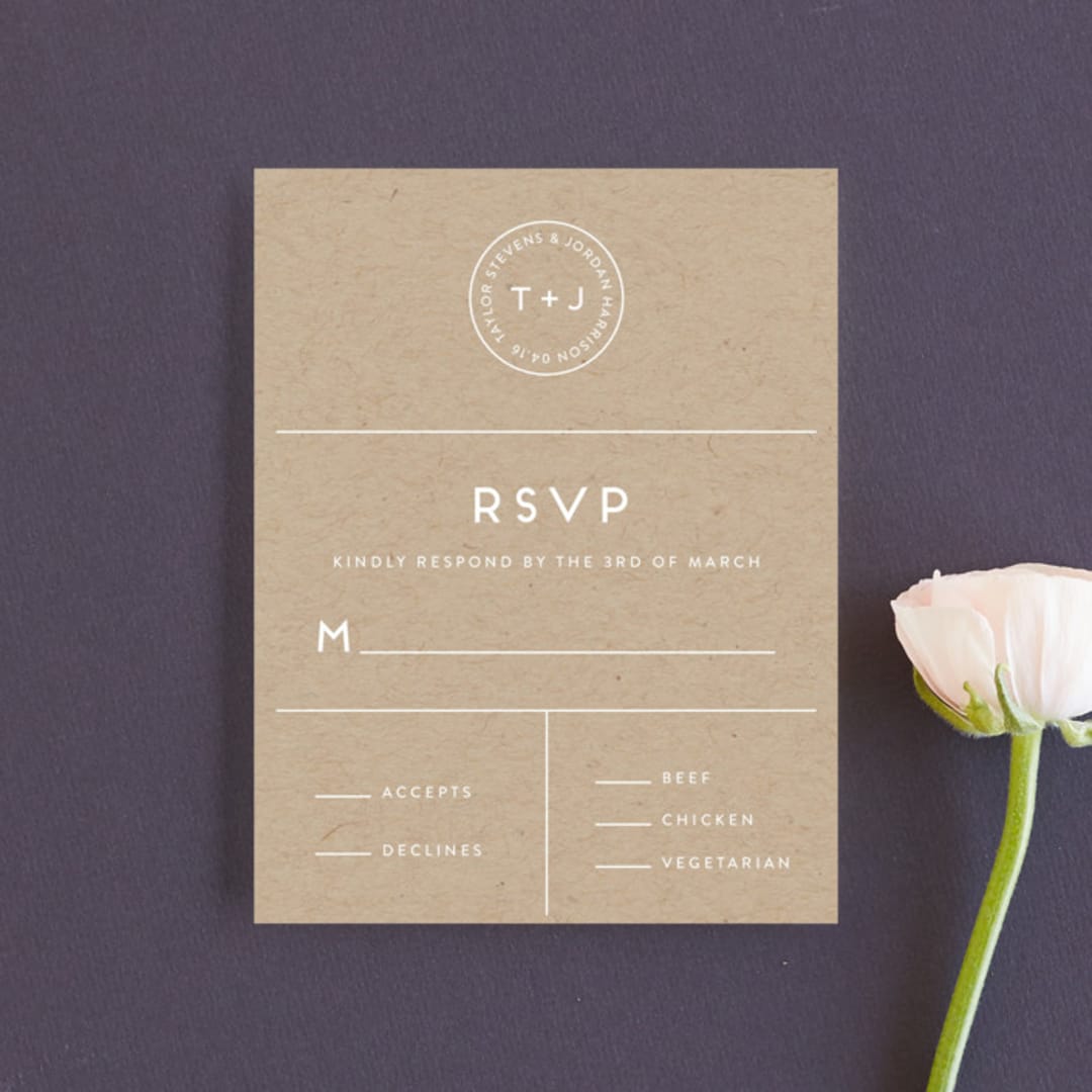 "Modern Stamp" - RSVP Cards in Kraft by seulghi - Front