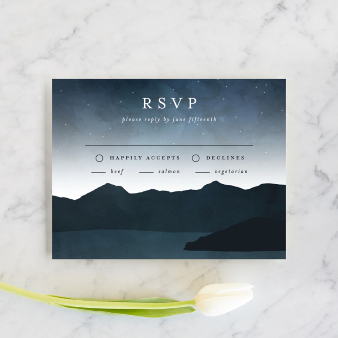 "Coastal Nights" - RSVP Cards in Midnight by Kelly Schmidt - Front