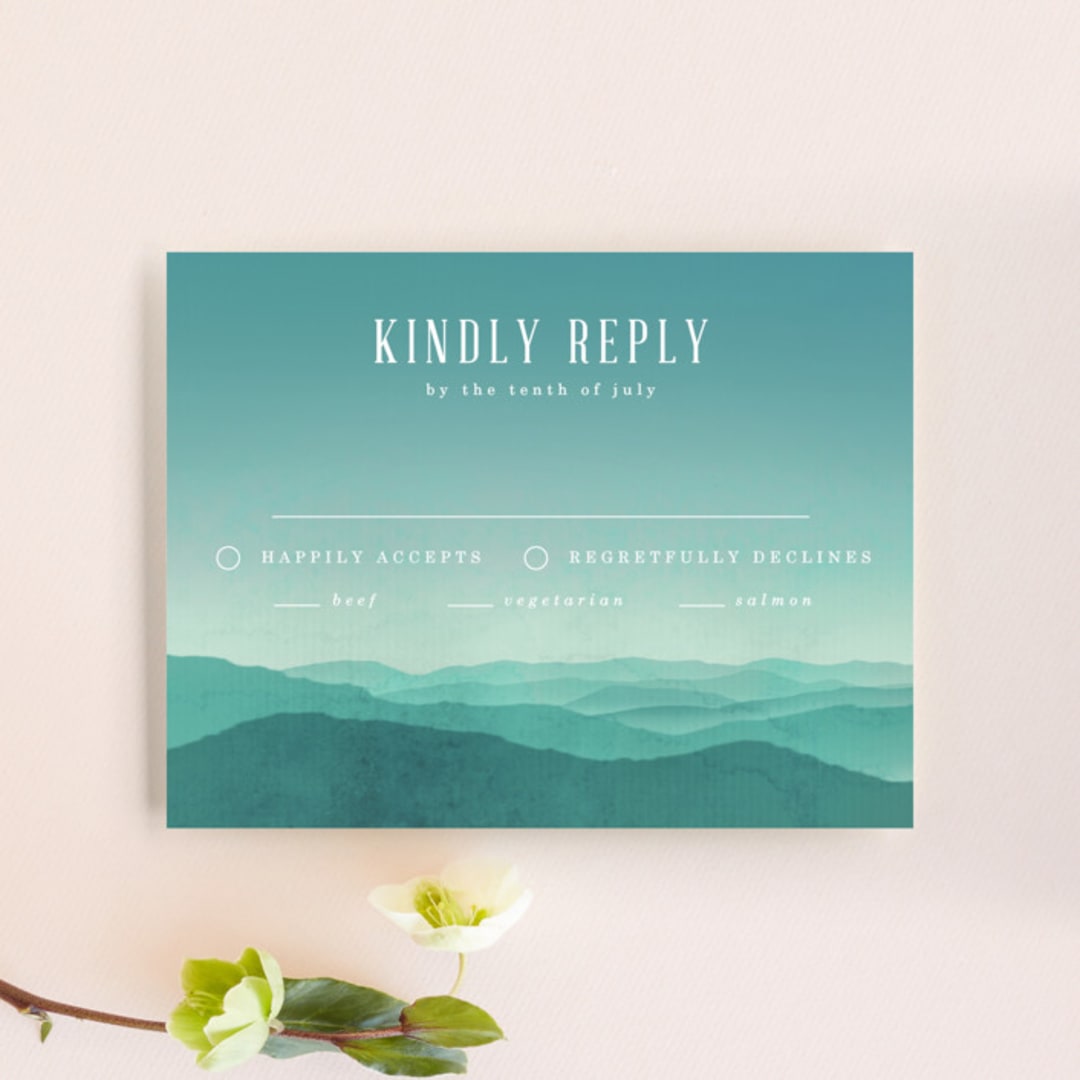 "Misty Mountain Range" - RSVP Cards in Sky by Kelly Schmidt - Front