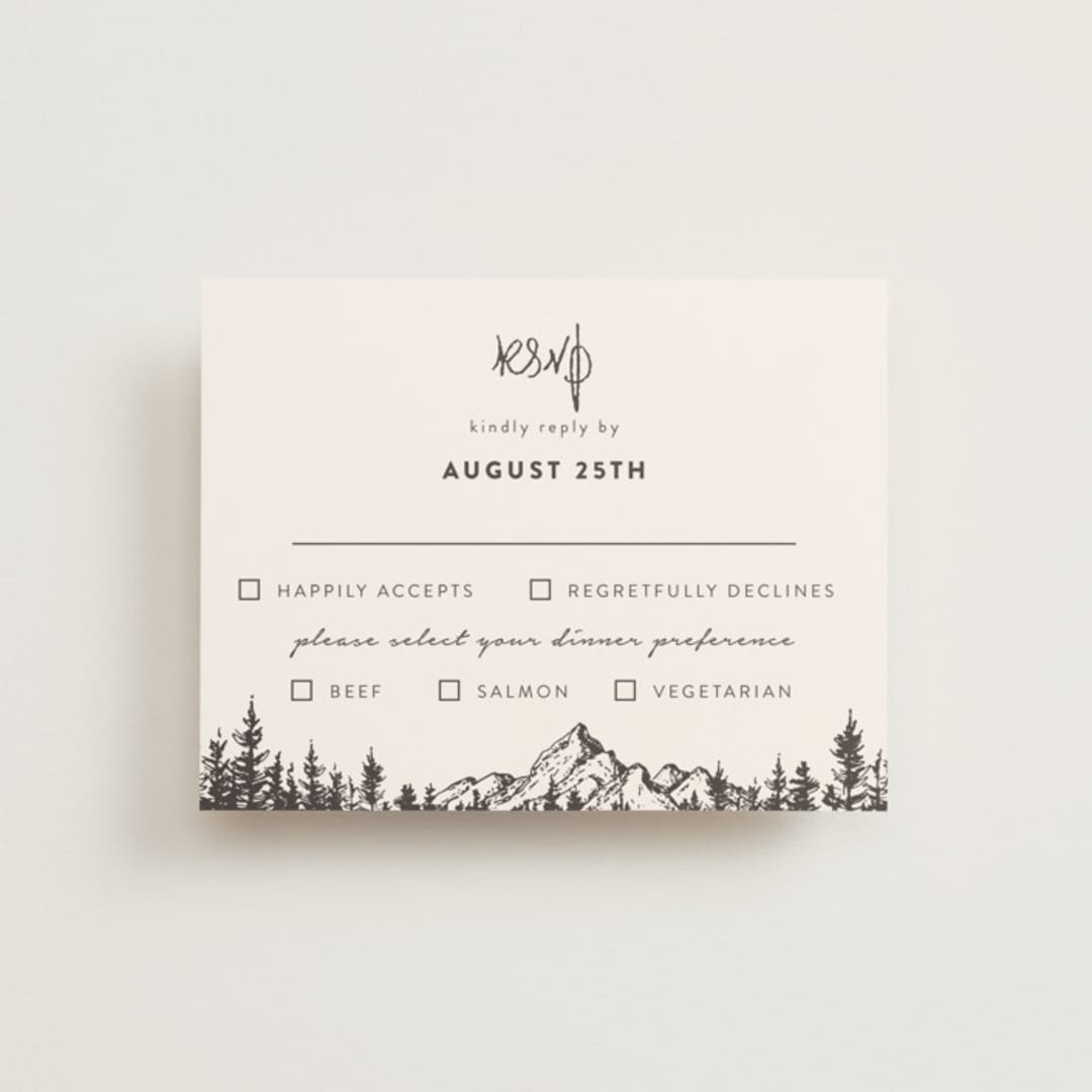 "Mountains" - RSVP Cards in Ivory by Anastasia Makarova - Front