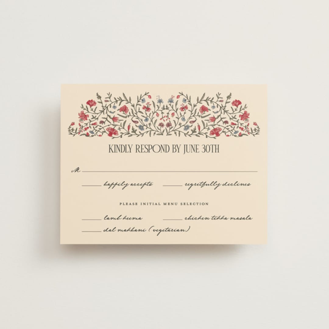 "Tapestry" - RSVP Cards in Almond by Jenna Holcomb - Front