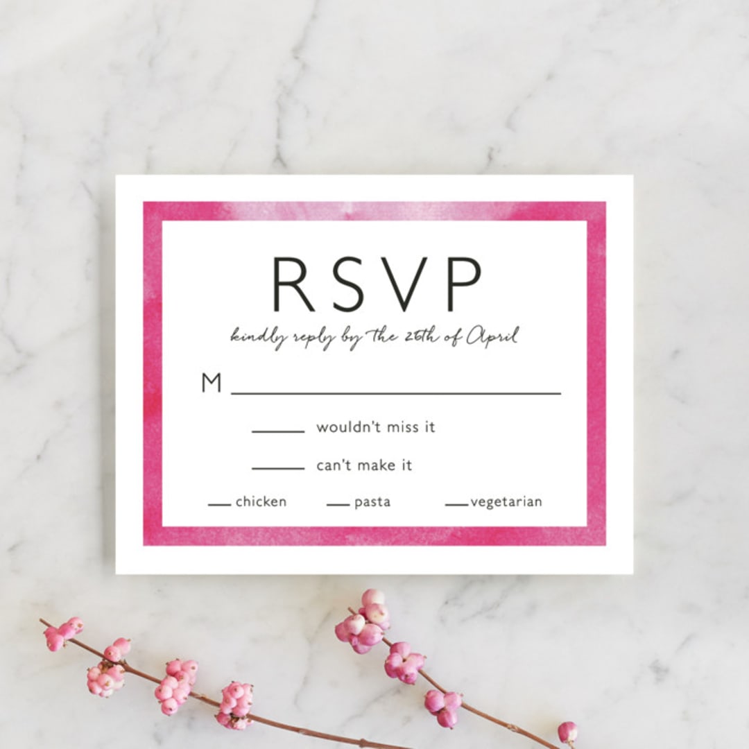 "Skyline San Francisco" - RSVP Cards in Magenta by Laura Condouris - Front