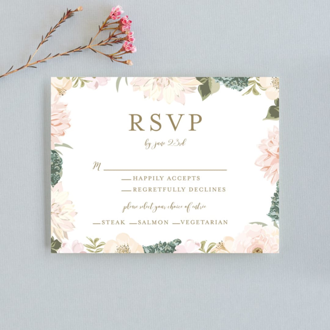 "Garden Wedding" - RSVP Cards in Blush by Susan Moyal - Front