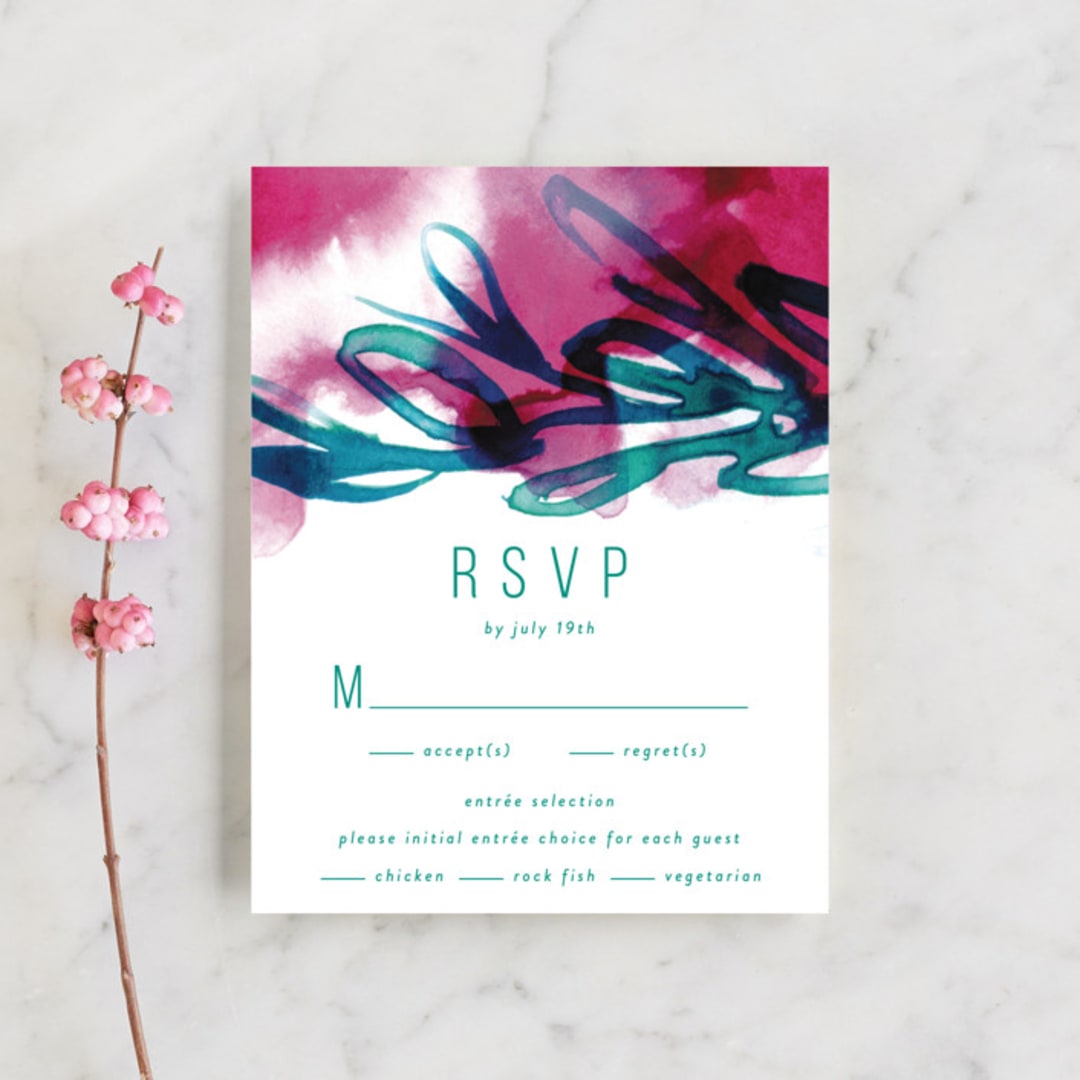 "Airy Blooms" - RSVP Cards in Haute Hibiscus by Simona Camp - Front