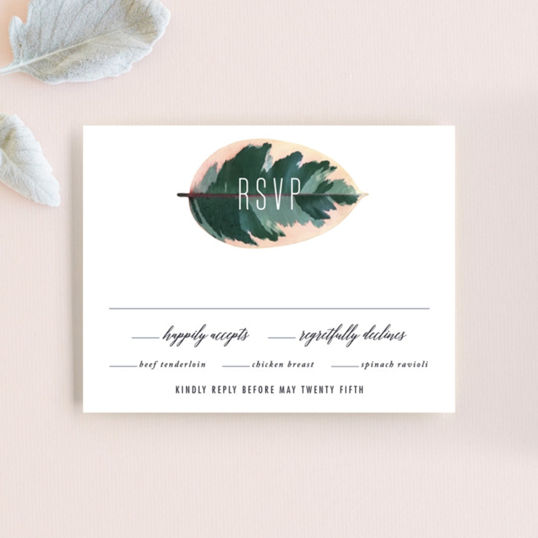 "Painterly Plant" - RSVP Cards in Midnight by Hooray Creative - Front