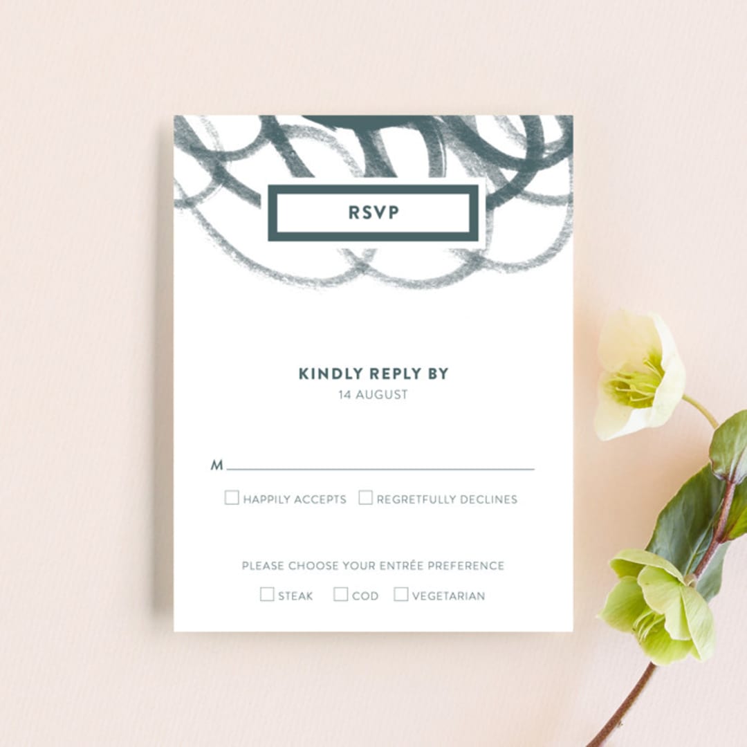 "Urban Sophisticate" - RSVP Cards in Charcoal by Carol Fazio - Front