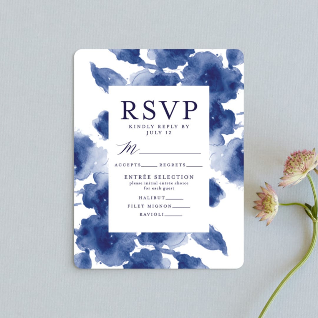 "Cornflower Wedding" - RSVP Cards in Periwinkle by Chris Griffith - Front