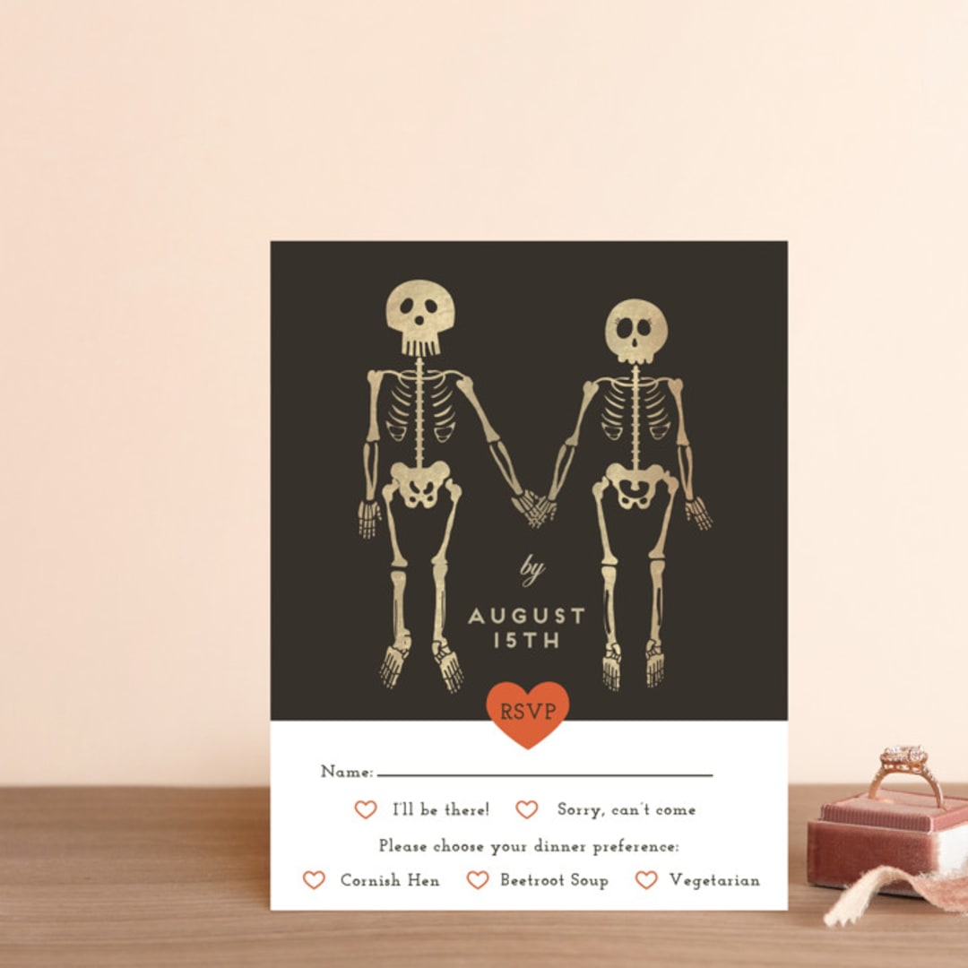 "Until Death" - RSVP Cards in Golden by Katie Zimpel - Front