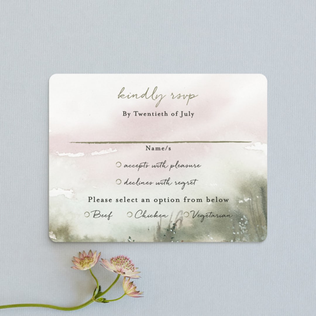 "Sweet Setting" - RSVP Cards in Carnation by Lindsay Megahed - Front
