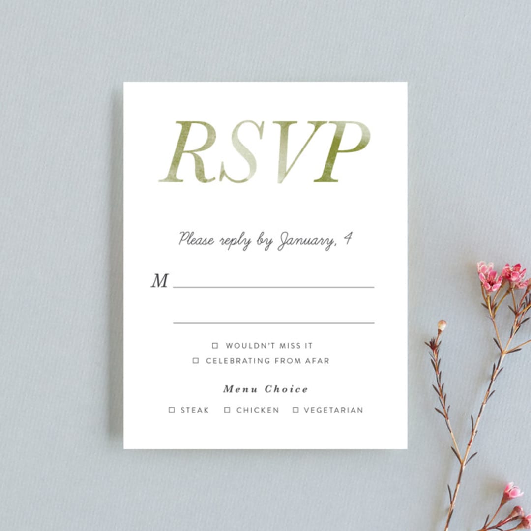 "Watercolor Leaf" - RSVP Cards in Porcelain by Hanna M - Front