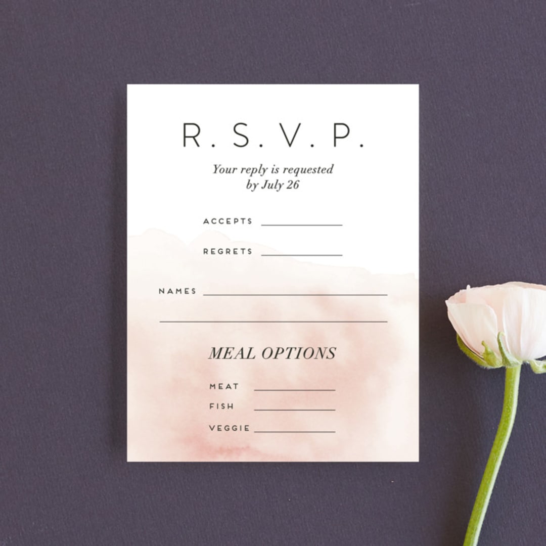 "Ethereal Bouquet" - RSVP Cards in Blush by Petra Kern - Front