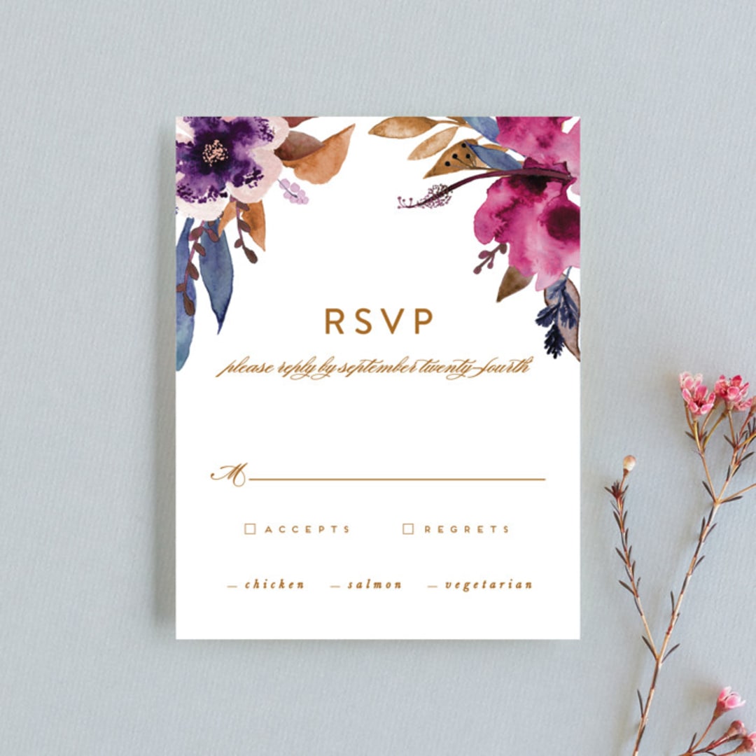 "Fall romance" - RSVP Cards in Jewelled by Creo Study - Front