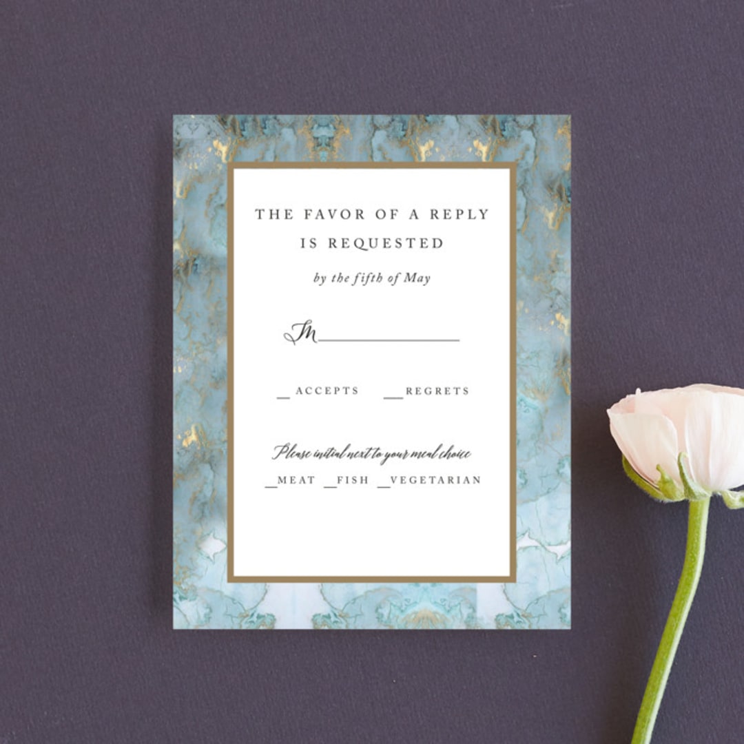 "Something Blue" - RSVP Cards in Aqua by Benita Crandall - Front