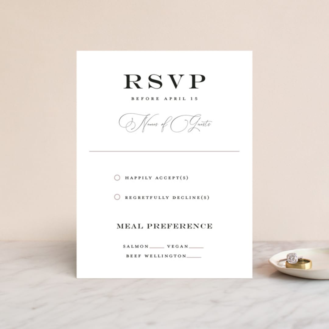 "Grand Bloom" - RSVP Cards in Mauve by Bonjour Paper - Front