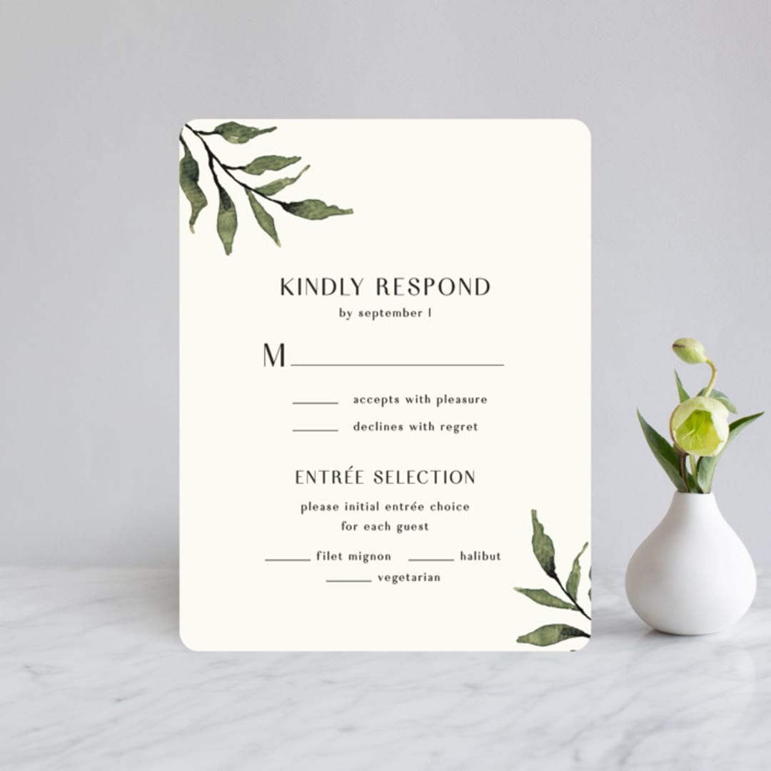 "Rural Romance" - RSVP Cards in Leaf by Chris Griffith - Front