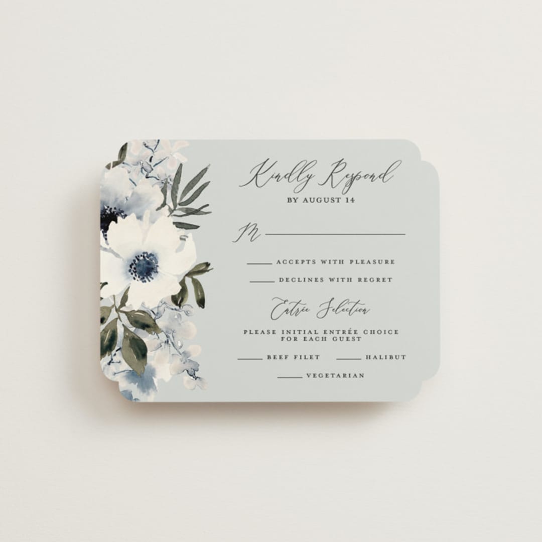 "Nantucket Romance" - RSVP Cards in Marine by Chris Griffith - Front