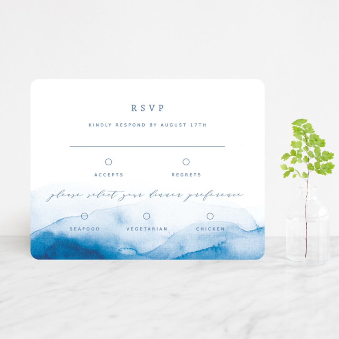 "Watercolor waves" - RSVP Cards in Ocean by Yuliya Evseeva - Front