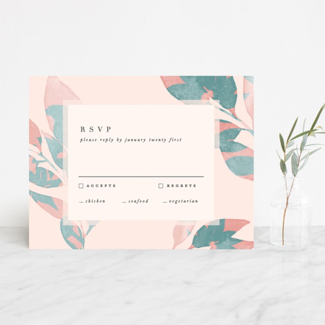 "Boho botanics" - RSVP Cards in Coral by Creo Study - Front