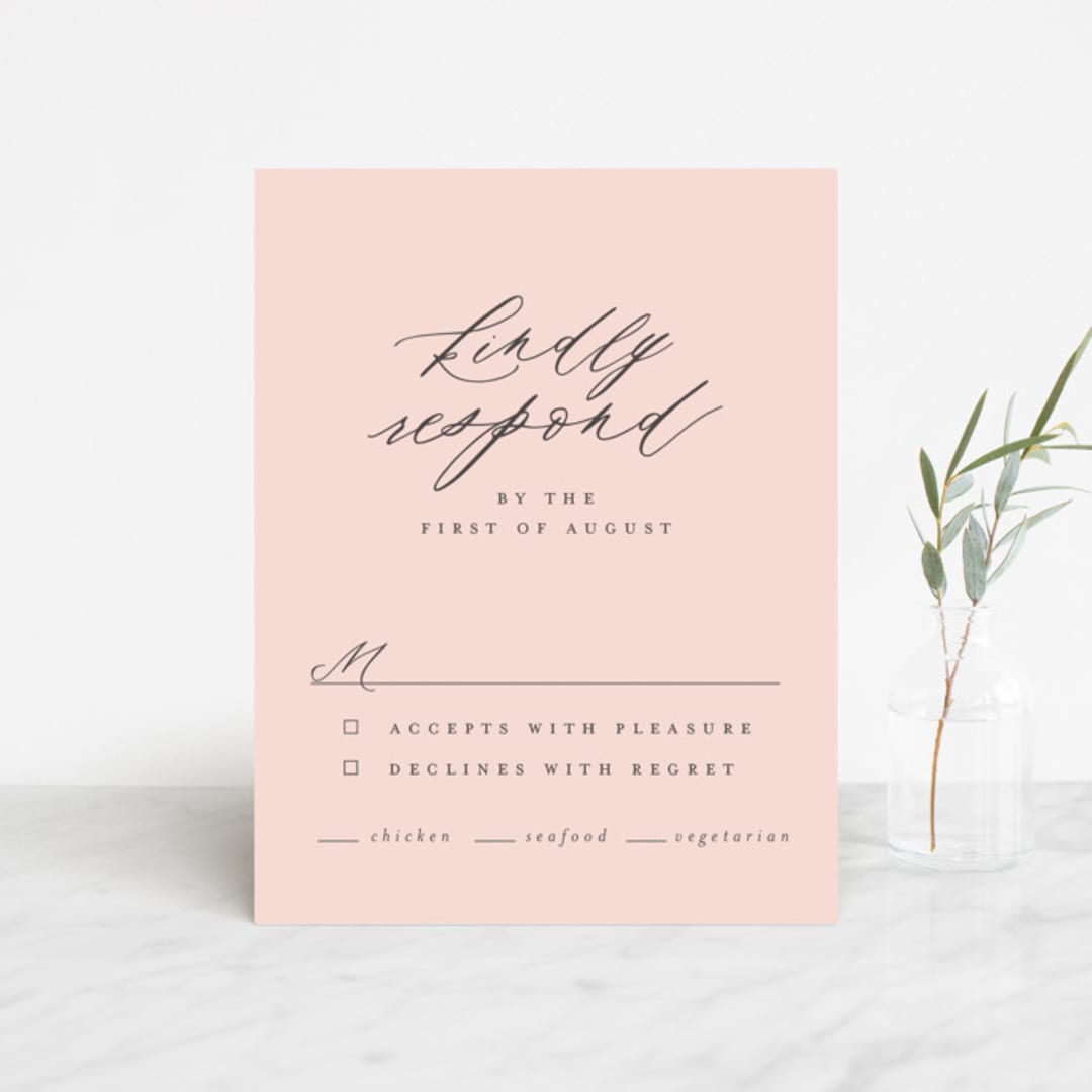 "Morning Mist" - RSVP Cards in Blush by Carrie ONeal - Front