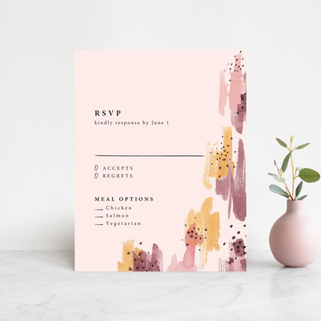"Mod Brush" - RSVP Cards in Blush by Lisa Fee Paura - Front