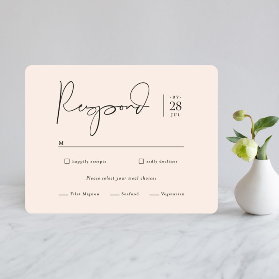 "Just the Two of Us" - RSVP Cards in Blush by Jennifer Wick - Front