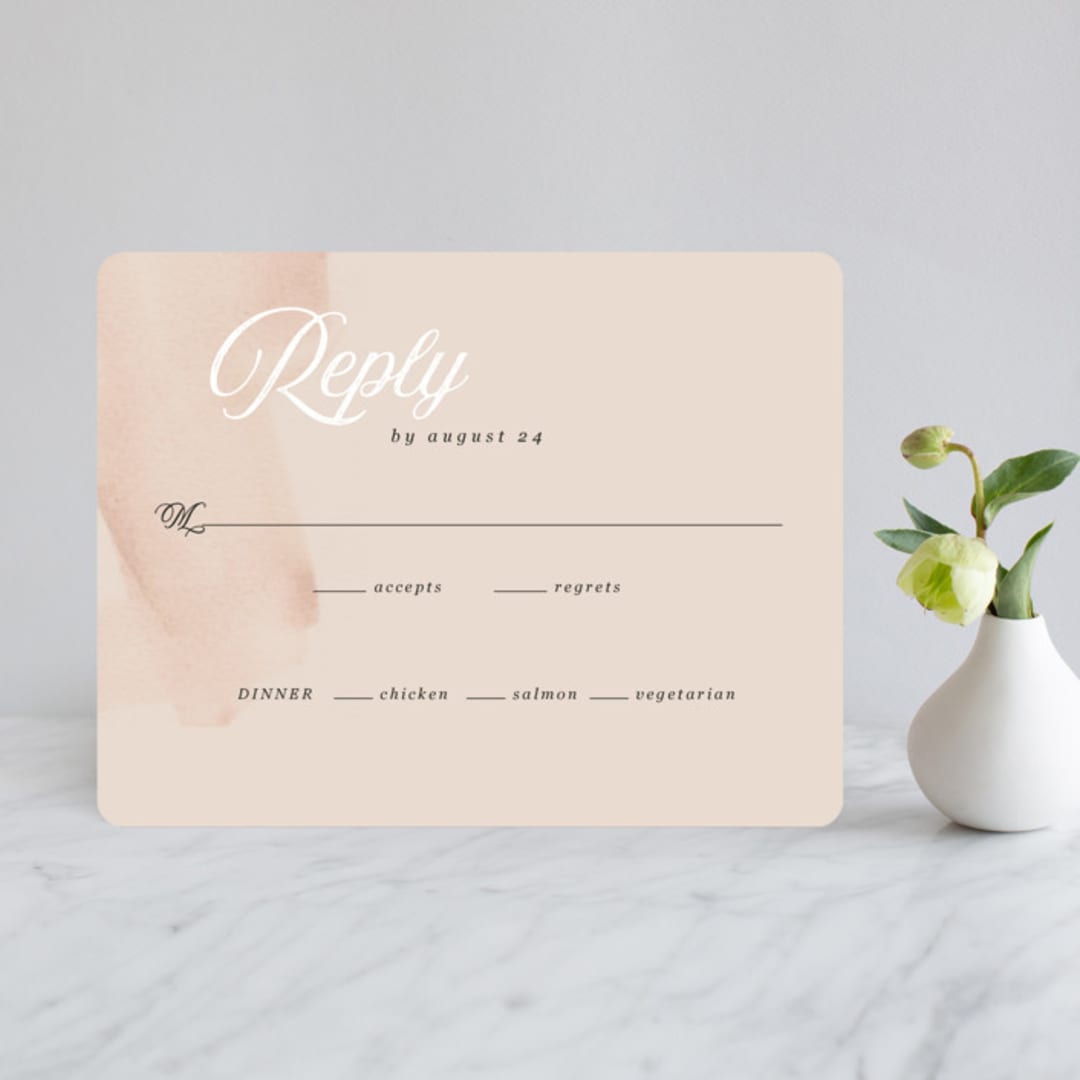 "Romance" - RSVP Cards in Snowball by Anna Elder - Front
