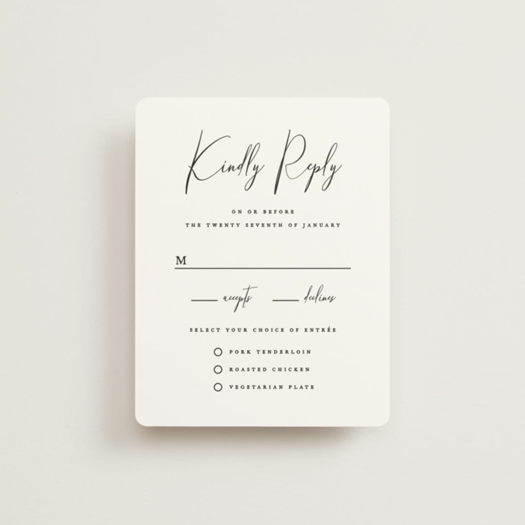 "Desire" - RSVP Cards in Cotton by Jennifer Postorino - Front