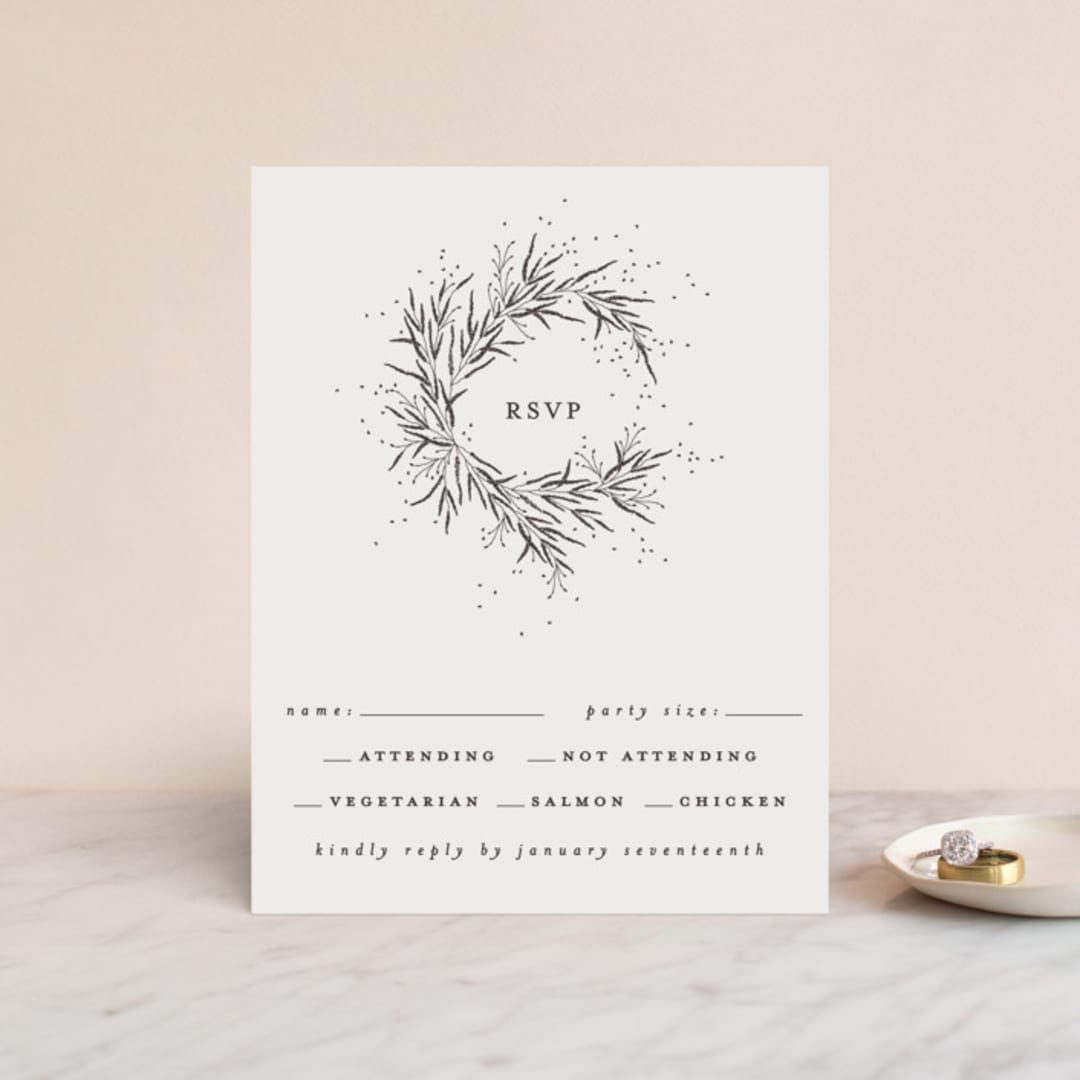 "A Sketched Wreath" - RSVP Cards in Concrete by Plain White Paper Co - Front