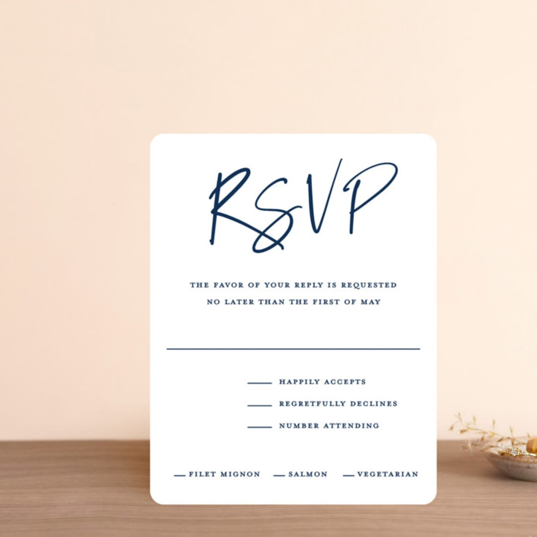 "Semi Formal" - RSVP Cards in Navy by Kerry Doyle - Front