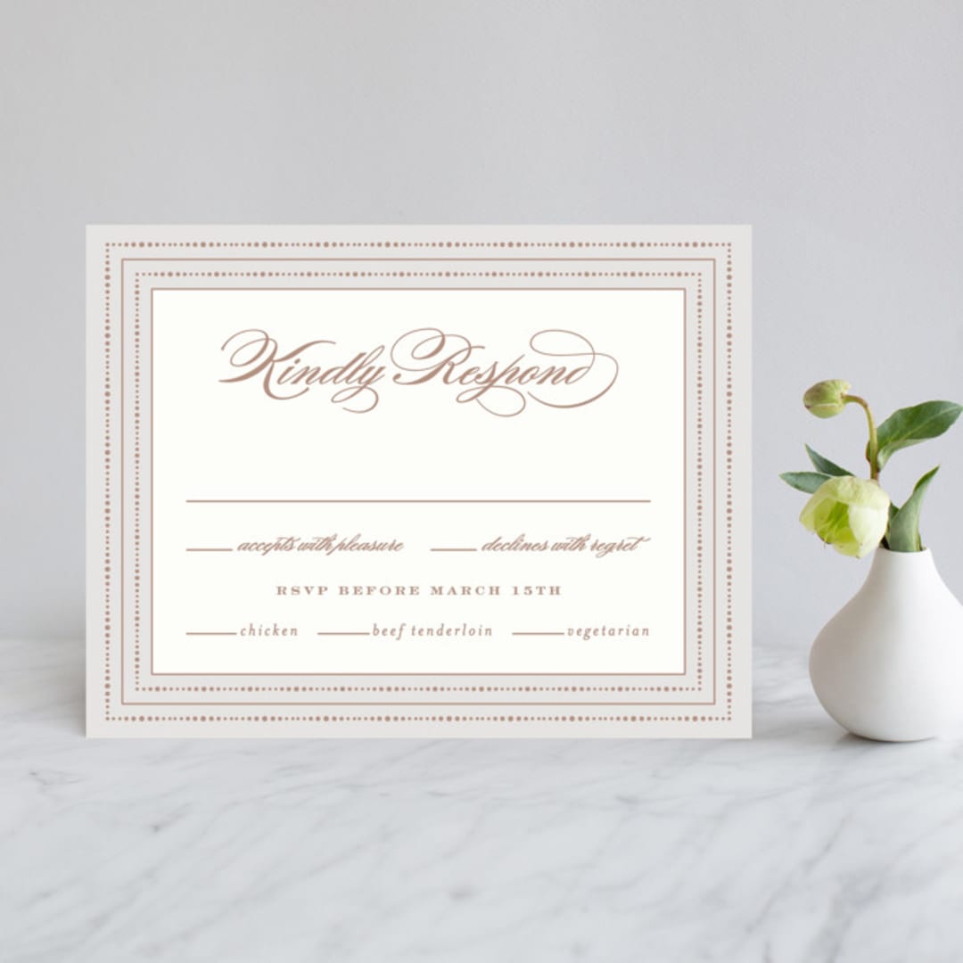 "Simply Grand" - RSVP Cards in Dove by Hooray Creative - Front