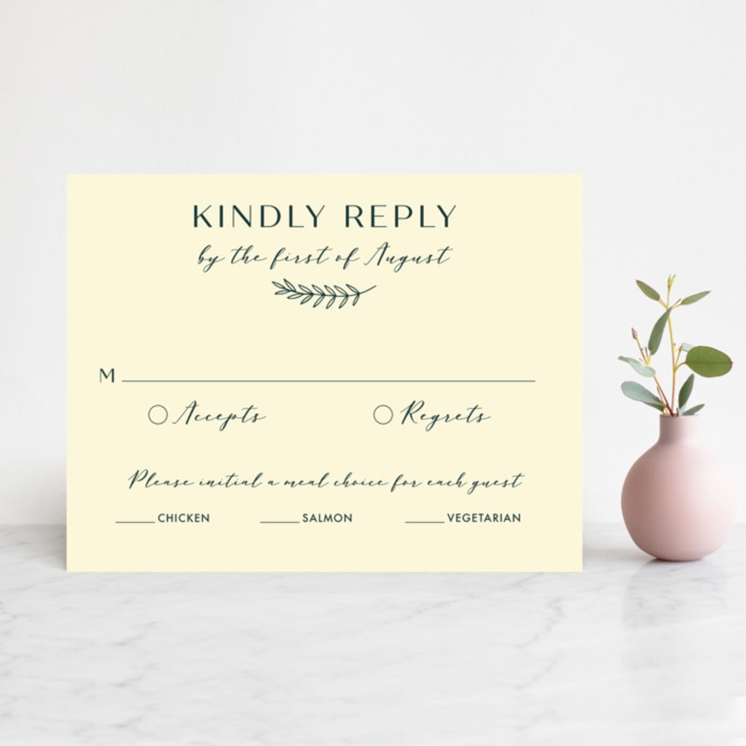 "Snippet" - RSVP Cards in Pine by Sarah Brown - Front