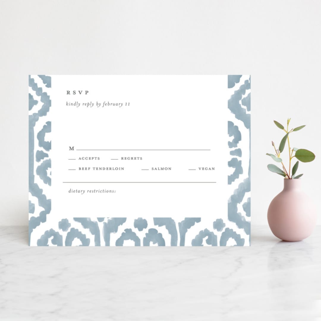 "Painted Ikat" - RSVP Cards in Frost by Liz Conley - Front