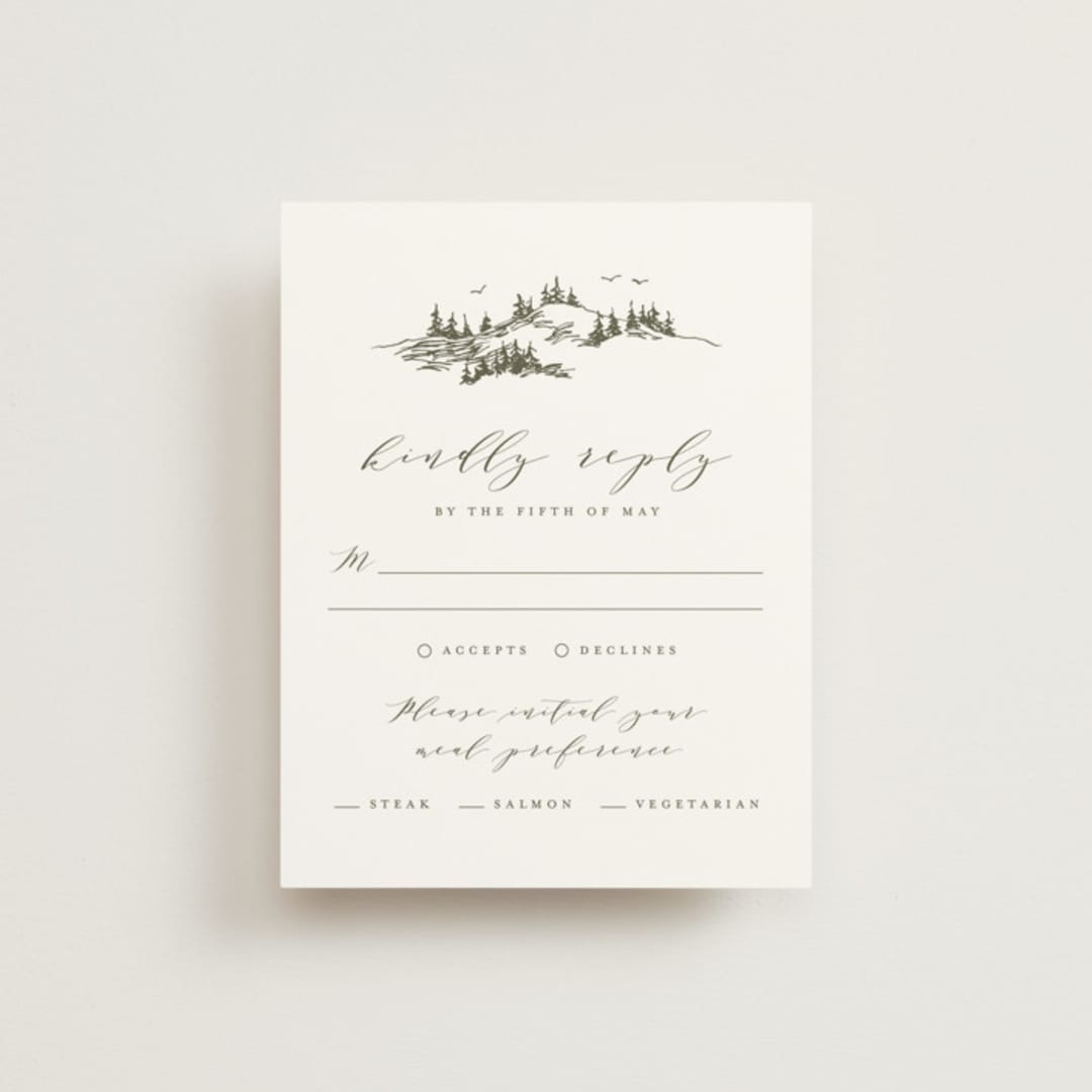 "into the mountains" - RSVP Cards in Olive by Helen Halik - Front