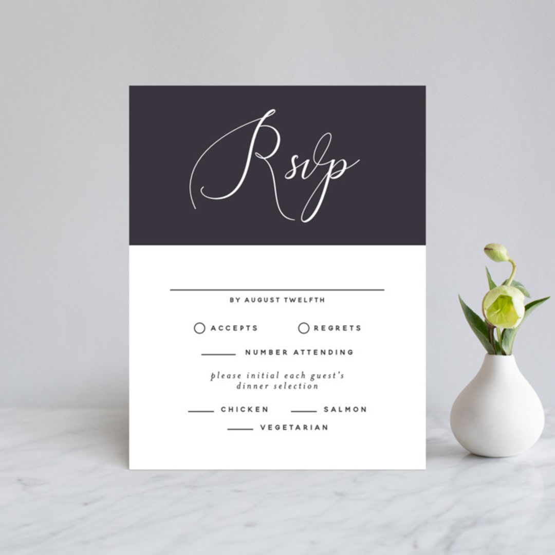 "Right Side" - RSVP Cards in Blackberry by Susan Brown - Front