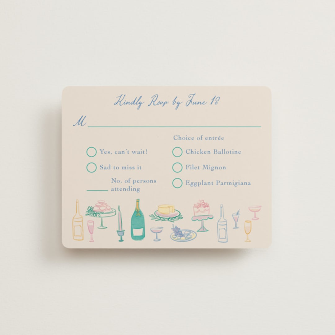 "Dining" - RSVP Cards in Pastel by Elly - Front