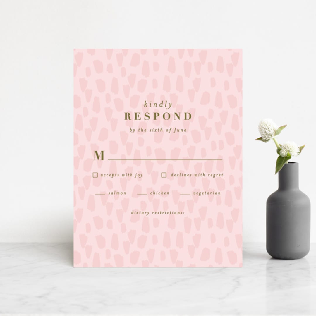 "romance in spring" - RSVP Cards in Olive by Angela Marzuki - Front