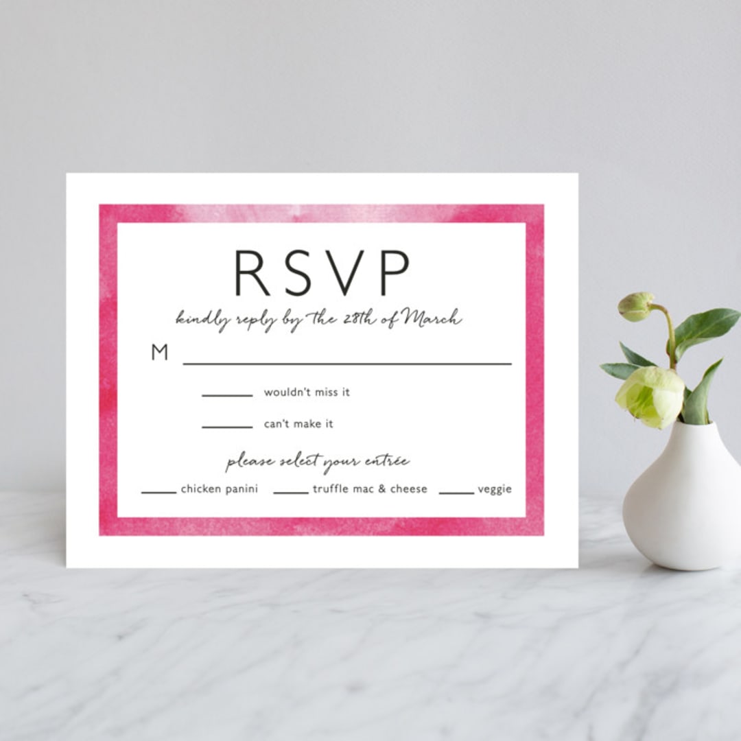 "Skyline Atlanta" - RSVP Cards in Magenta by Laura Condouris - Front