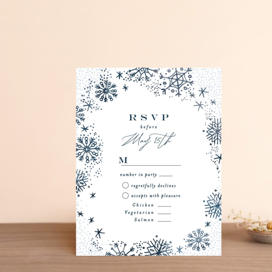 "Midnight Snowfall" - RSVP Cards in Navy by Alethea and Ruth - Front
