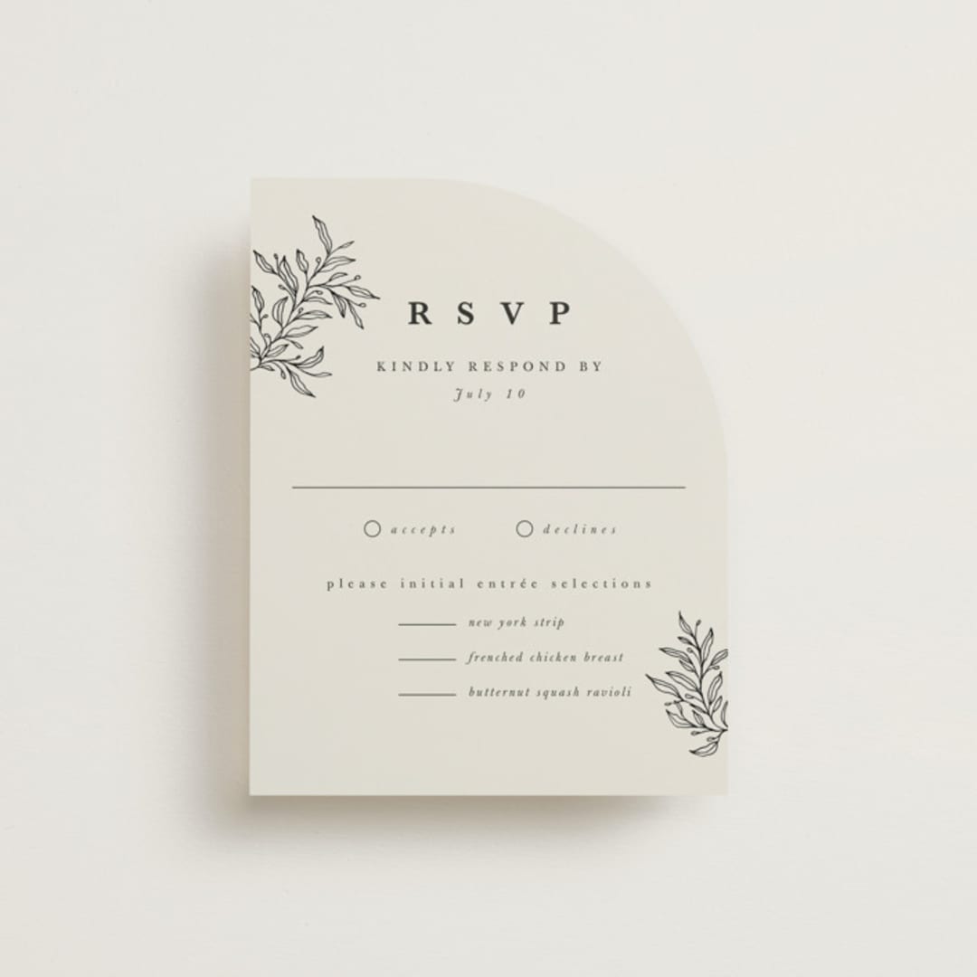 "leafy wreath" - RSVP Cards in Cotton by Kate Ahn - Front